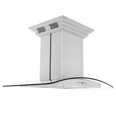 ZLINE 30 in. CrownSound™ Ducted Vent Island Mount Range Hood in Stainless Steel and Glass with Built-in Bluetooth Speakers - GL5iCRN-BT-30 - The Home Selection