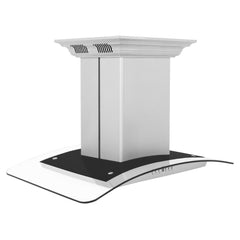 ZLINE 30 in. CrownSound™ Ducted Vent Island Mount Range Hood in Stainless Steel and Glass with Built-in Bluetooth Speakers - GL5iCRN-BT-30 - The Home Selection
