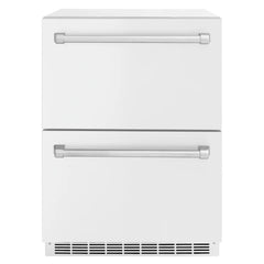 ZLINE 24 in. Touchstone 168 Can Outdoor-Rated Dual Refrigerator Drawer with White Matte Doors - RDSO