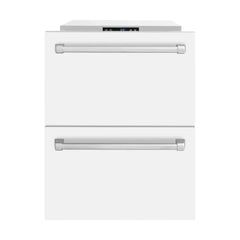 ZLINE 24 in. Touchstone 168 Can Outdoor-Rated Dual Refrigerator Drawer with White Matte Doors - RDSO