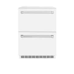 ZLINE 24 in. Touchstone 168 Can Outdoor-Rated Dual Refrigerator Drawer with White Matte Doors - RDSO