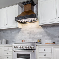 ZLINE 36" Wooden Wall Mount Range Hood in Antigua and Walnut - Includes Motor