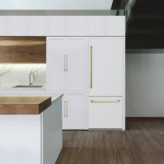Duplicate ZLINE 30-Inch Autograph Edition 16.1 cu. ft. Built-in 2-Door Bottom Freezer Refrigerator with Internal Water and Ice Dispenser in White Matte with Champagne Bronze Accents (RBIVZ-WM-30-CB) - The Home Selection