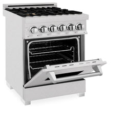 ZLINE 24 in. 2.8 cu. ft. Legacy Dual Fuel Range with Gas Cooktop and Electric Convection Oven in Satin Stainless Steel with 4 Brass Burners - RAS-SN-BR-24