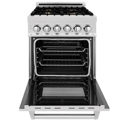 ZLINE 24 in. 2.8 cu. ft. Legacy Dual Fuel Range with Gas Cooktop and Electric Convection Oven in Satin Stainless Steel with 4 Brass Burners - RAS-SN-BR-24