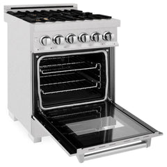 ZLINE 24 in. 2.8 cu. ft. Legacy Dual Fuel Range with Gas Cooktop and Electric Convection Oven in Satin Stainless Steel with 4 Brass Burners - RAS-SN-BR-24
