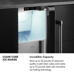 ZLINE 15 in. Touchstone Clear Cube Ice Maker with Drain Pump and Panel Ready Door - ICCDP-15 - The Home Selection