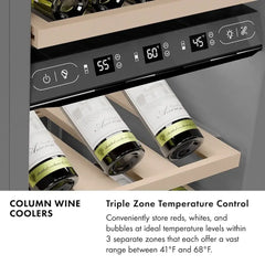 ZLINE 18 in. 9.0 cu. ft. Triple Zone 68 Bottle Left Hinge Column Wine Cooler - RCWVL - The Home Selection