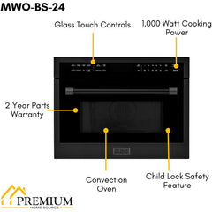 ZLINE 24 in. Built-in Convection Microwave Oven in Black Stainless Steel, MWO-BS-24 - The Home Selection
