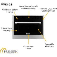 ZLINE 24 in. Built-in Convection Microwave Oven in Stainless Steel with Speed and Sensor Cooking, MWO-24 - The Home Selection
