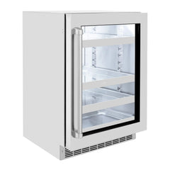 ZLINE 24 in. Touchstone 151 Can Beverage Fridge With Stainless Steel Glass Door (RBSO-GS-24) - The Home Selection