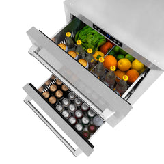 ZLINE 24 in. Touchstone 168 Can Outdoor-Rated Dual Refrigerator Drawer - RDSO - The Home Selection