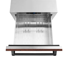 ZLINE 24 in. Touchstone 168 Can Outdoor-Rated Dual Refrigerator Drawer with Hand Hammered Copper Doors - RDSO-HH-24 - The Home Selection