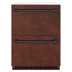ZLINE 24 in. Touchstone 168 Can Outdoor-Rated Dual Refrigerator Drawer with Hand Hammered Copper Doors - RDSO-HH-24 - The Home Selection