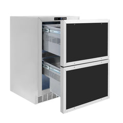 ZLINE 24 in. Touchstone 168 Can Outdoor-Rated Dual Refrigerator Drawer with Panel-Ready Doors - RDSPO-24 - The Home Selection