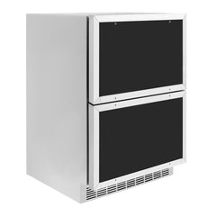 ZLINE 24 in. Touchstone 168 Can Outdoor-Rated Dual Refrigerator Drawer with Panel-Ready Doors - RDSPO-24 - The Home Selection