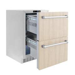 ZLINE 24 in. Touchstone 168 Can Outdoor-Rated Dual Refrigerator Drawer with Panel-Ready Doors - RDSPO-24 - The Home Selection
