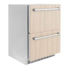 ZLINE 24 in. Touchstone 168 Can Outdoor-Rated Dual Refrigerator Drawer with Panel-Ready Doors - RDSPO-24 - The Home Selection