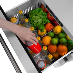 ZLINE 24 in. Touchstone 168 Can Outdoor-Rated Dual Refrigerator Drawer with Stainless Steel Doors - RDSO-ST-24 - The Home Selection