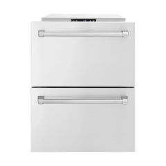 ZLINE 24 in. Touchstone 168 Can Outdoor-Rated Dual Refrigerator Drawer with Stainless Steel Doors - RDSO-ST-24 - The Home Selection
