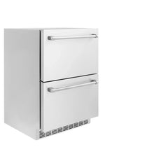 ZLINE 24 in. Touchstone 168 Can Outdoor-Rated Dual Refrigerator Drawer with Stainless Steel Doors - RDSO-ST-24 - The Home Selection