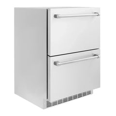 ZLINE 24 in. Touchstone 168 Can Outdoor-Rated Dual Refrigerator Drawer with Stainless Steel Doors - RDSO-ST-24 - The Home Selection