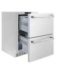 ZLINE 24 in. Touchstone 168 Can Outdoor-Rated Dual Refrigerator Drawer with Stainless Steel Doors - RDSO-ST-24 - The Home Selection