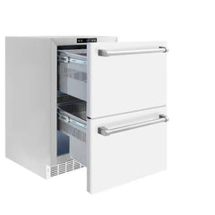 ZLINE 24 in. Touchstone 168 Can Outdoor-Rated Dual Refrigerator Drawer with White Matte Doors - RDSO - The Home Selection