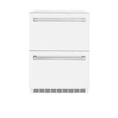 ZLINE 24 in. Touchstone 168 Can Outdoor-Rated Dual Refrigerator Drawer with White Matte Doors - RDSO - The Home Selection