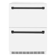 ZLINE 24 in. Touchstone 168 Can Outdoor-Rated Dual Refrigerator Drawer with White Matte Doors - RDSO - The Home Selection