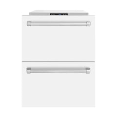 ZLINE 24 in. Touchstone 168 Can Outdoor-Rated Dual Refrigerator Drawer with White Matte Doors - RDSO - The Home Selection