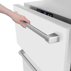 ZLINE 24 in. Touchstone 168 Can Outdoor-Rated Dual Refrigerator Drawer with White Matte Doors - RDSO - The Home Selection