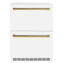ZLINE 24 in. Touchstone 168 Can Outdoor-Rated Dual Refrigerator Drawer with White Matte Doors - RDSO - The Home Selection