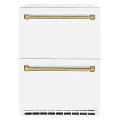 ZLINE 24 in. Touchstone 168 Can Outdoor-Rated Dual Refrigerator Drawer with White Matte Doors - RDSO - The Home Selection