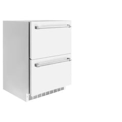 ZLINE 24 in. Touchstone 168 Can Outdoor-Rated Dual Refrigerator Drawer with White Matte Doors - RDSO - The Home Selection