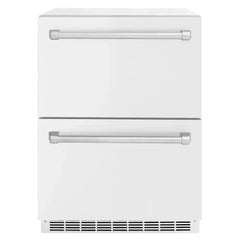 ZLINE 24 in. Touchstone 168 Can Outdoor-Rated Dual Refrigerator Drawer with White Matte Doors - RDSO - The Home Selection