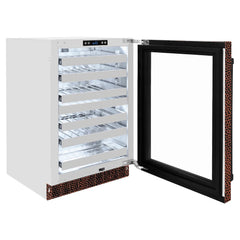 ZLINE 24 in. Touchstone Dual Zone 44 Bottle Wine Cooler with Hand Hammered Copper Glass Door - RWDO-HH-24 - The Home Selection