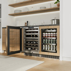 ZLINE 24 in. Touchstone Dual Zone 44 Bottle Wine Cooler With Panel Ready Glass Door - RWDPO-24 - The Home Selection