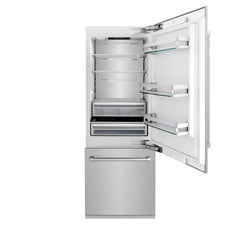 ZLINE 30" 16.1 cu. ft. Built-In 2-Door Bottom Freezer Refrigerator with Internal Water and Ice Dispenser in Fingerprint Resistant Stainless Steel (RBIV-SN-30) - The Home Selection