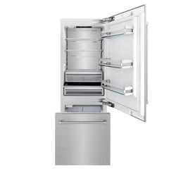 ZLINE 30" 16.1 cu. ft. Built-In 2-Door Bottom Freezer Refrigerator with Internal Water and Ice Dispenser in Fingerprint Resistant Stainless Steel (RBIV-SN-30) - The Home Selection
