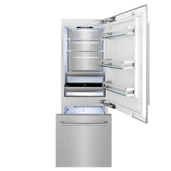 ZLINE 30" 16.1 cu. ft. Built-In 2-Door Bottom Freezer Refrigerator with Internal Water and Ice Dispenser in Fingerprint Resistant Stainless Steel (RBIV-SN-30) - The Home Selection