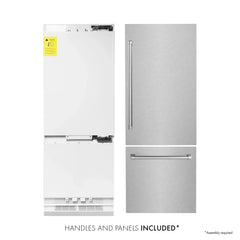 ZLINE 30" 16.1 cu. ft. Built-In 2-Door Bottom Freezer Refrigerator with Internal Water and Ice Dispenser in Fingerprint Resistant Stainless Steel (RBIV-SN-30) - The Home Selection