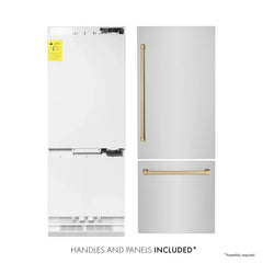 ZLINE 30" Autograph Edition 16.1 cu. ft. Built-in 2-Door Bottom Freezer Refrigerator with Internal Water and Ice Dispenser in Stainless Steel with Matte Black Accents (RBIVZ-304-30-MB) - The Home Selection