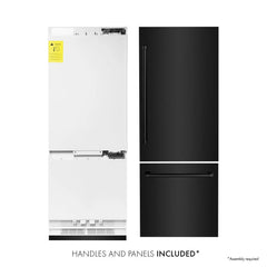 ZLINE 30 in. 16.1 cu. ft. Built-In Bottom Freezer Refrigerator with Water Dispenser and Ice Maker in Black - RBIV - The Home Selection