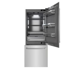 ZLINE 30 in. 16.1 cu. ft. Built-In Bottom Freezer Refrigerator with Water Dispenser and Ice Maker in Stainless Steel - GRBIV - The Home Selection