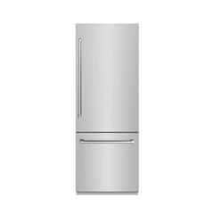 ZLINE 30 in. 16.1 cu. ft. Built-In Bottom Freezer Refrigerator with Water Dispenser and Ice Maker in Stainless Steel - GRBIV - The Home Selection