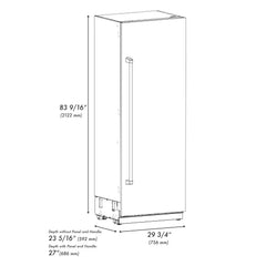 ZLINE 30 in. 16.7 cu. ft. Column Refrigerator - RCRV - The Home Selection