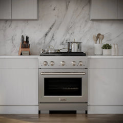 ZLINE 30 in. 4.2 cu. ft. 4 Burner Gas Range with Convection Gas Oven in Stainless Steel - SGR30 - The Home Selection