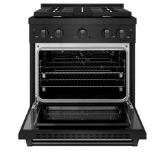 ZLINE 30 in. 4.2 cu. ft. Paramount Gas Range with 4 Burner Cooktop and Convection Gas Oven in Black Stainless Steel - SGRB-30 - The Home Selection