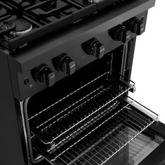 ZLINE 30 in. 4.2 cu. ft. Paramount Gas Range with 4 Burner Cooktop and Convection Gas Oven in Black Stainless Steel - SGRB-30 - The Home Selection